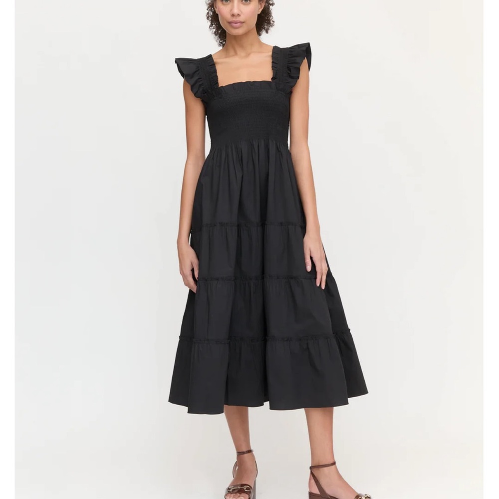 Hill House Black Sleeveless Tiered Midi Dress